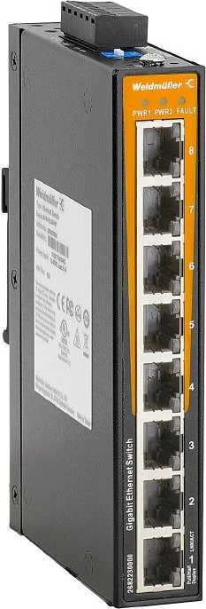 Weidmüller EL-Series Industrial Railmount Gigabit Switch, 8x RJ-45