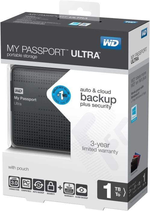 Western Digital WD My Passport Ultra titan 1TB, USB 3.0 Micro-B