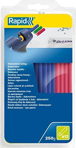 Rapid Heißklebepatronen blau/gelb/rot, 12x190mm, 14 Stück