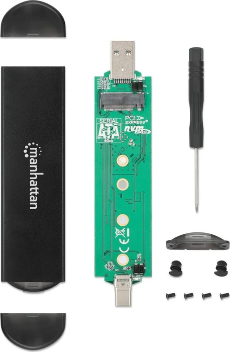 Manhattan M.2 NVMe SSD Enclosure, USB-C 3.1/USB-A 3.1