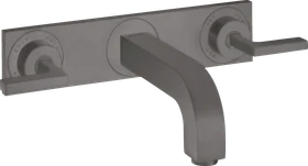 Hansgrohe Axor Citterio 3-Loch Waschtischarmatur für Wandmontage mit Hebelgriffen und Platte brushed black chrome