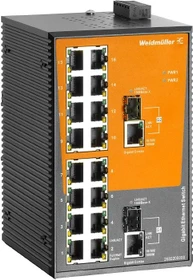 Weidmüller EL-Series Industrial Railmount Gigabit Switch, 16x RJ-45, 2x RJ-45/SFP (IE-SW-EL18-16TX-2GC / 2682200000)