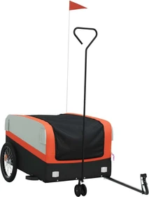 vidaXL Transport 126x63cm Fahrradanhänger schwarz/orange