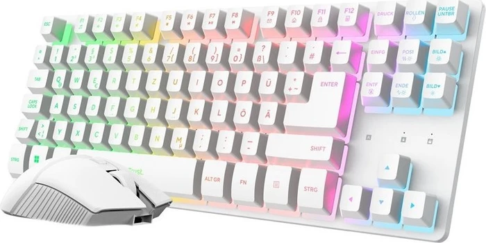 Trust Gaming GXT 882 3-in-1 Gaming-Bundle, Wireless TKL Keyboard & Mouse + XXL Mousepad Miami Style, USB, DE