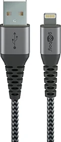Wentronic Lightning auf USB-A Textilkabel mit Metallsteckern 0.5m grau/silber