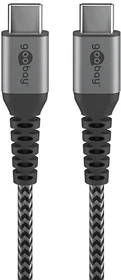 Wentronic USB-C auf USB-A Textilkabel mit Metallsteckern 2.0m grau/silber