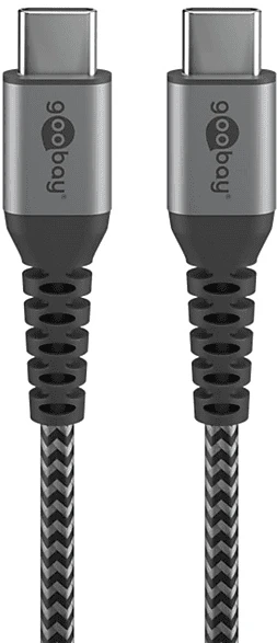 Wentronic USB-C auf USB-A Textilkabel mit Metallsteckern 2.0m grau/silber