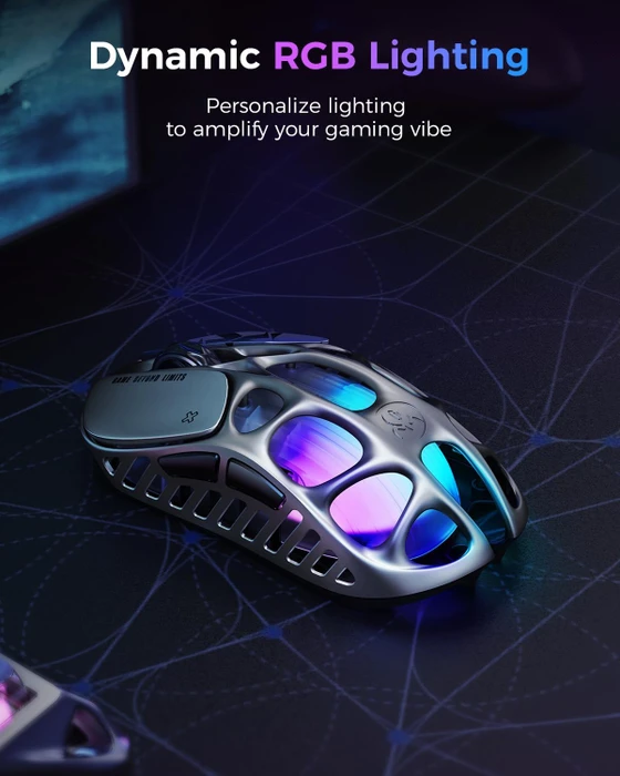 GravaStar Mercury X Pro 8KHz Wireless Gaming Mouse, Interstellar Silver, USB/Bluetooth
