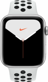 Apple Watch Nike Series 5 (GPS) 44mm Aluminium silber mit Sportarmband Pure Platinum/schwarz