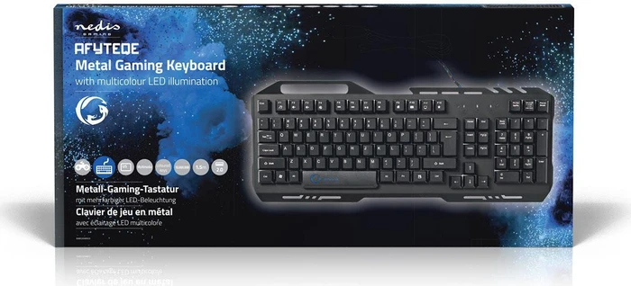 Nedis Gaming Tastatur, schwarz, LEDs RGB, USB, US