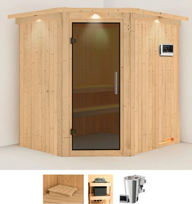 Karibu Kandern 7 Gartenhaus inkl. Anbau + Rückwand 2.6m terragrau