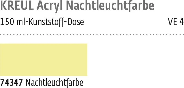 Kreul Nachtleuchtfarbe Acrylfarbe, gelb, 150ml