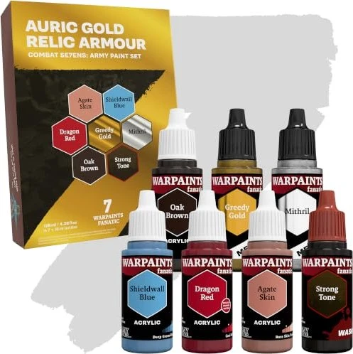 Army Painter Warpaints Fanatic Combat Se7ens Auric Gold Relic Armour Farbset, 7-tlg.