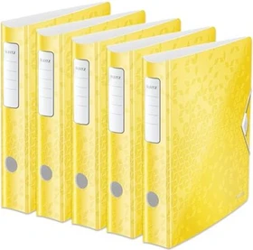 Leitz Qualitäts Ordner 2-Ring 180° Active WOW, 65mm, A4, gelb, 5er-Pack