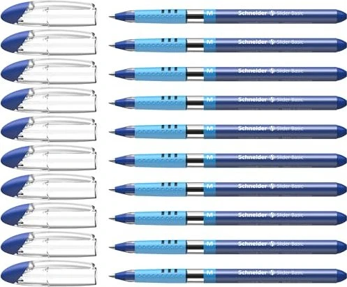 Schneider Slider Basic M Kugelschreiber blau/silber, 10er-Pack