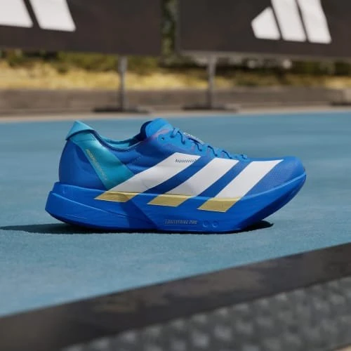 adidas Adizero Adios Pro 4 blue/cloud white/lime burst (Herren)