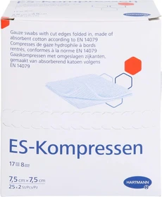 Hartmann ES-Kompressen steril 8-fach 17-fädig, 7.5 x 7.5cm, 50 Stück (25x 2 Stück)
