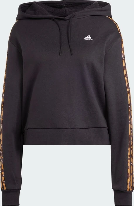 adidas Essentials 3-Streifen Animal Print Relaxed Hoodie black/magic beige (Damen)