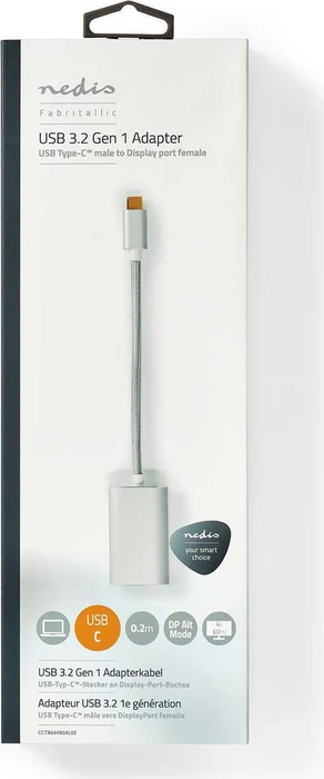 Nedis Adapterkabel USB-C 3.0 [Stecker] zu DisplayPort 1.2 [Buchse]/USB-C 3.0 [Buchse], 0.2m
