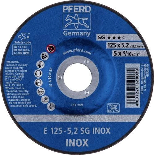 Pferd E 125-5.2 SG INOX Schleifscheibe, 125x5.2x22.23mm, 10 Stück