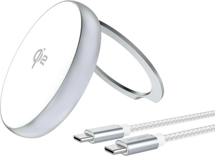 4smarts Qi2 Charger Kickstand silber/weiß