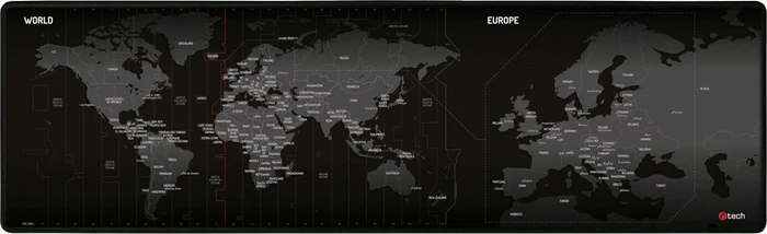 C-Tech MP-01 World Mauspad, 900x270mm, Motiv schwarz/weiß