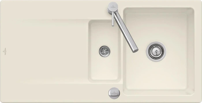Villeroy & Boch Siluet 60 R Einbau Becken reversibel mit Ablauffernbedienung ivory