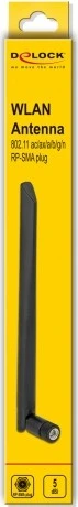 DeLOCK WLAN 802.11a/ax/a/b/g/n, mit Gelenk Antenne, 5dBi, RP-SMA, omnidirektional, schwarz