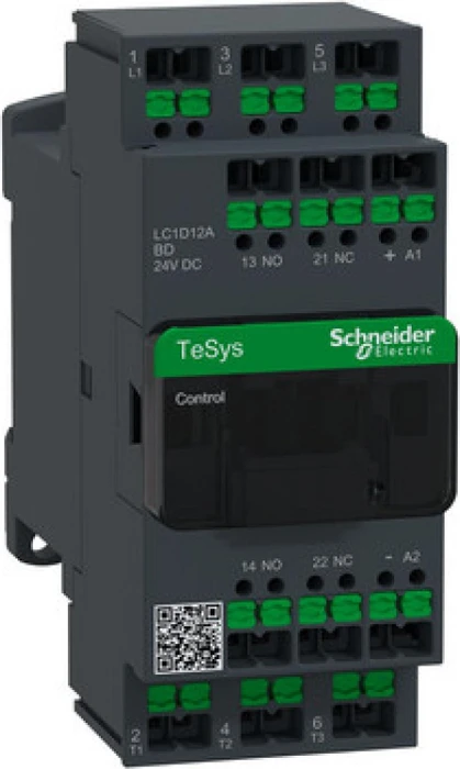 Schneider Electric Leistungsschütz LC1D 3p, +1S+1Ö, 5,5 kW, 12 A, 400 V AC3, Spule 24 V DC, SnapIN