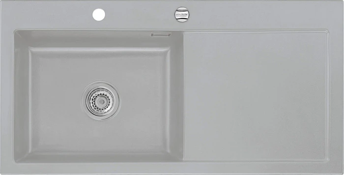 systemceram Mera 100 SL F Einbau Becken links mit Ablauffernbedienung titan