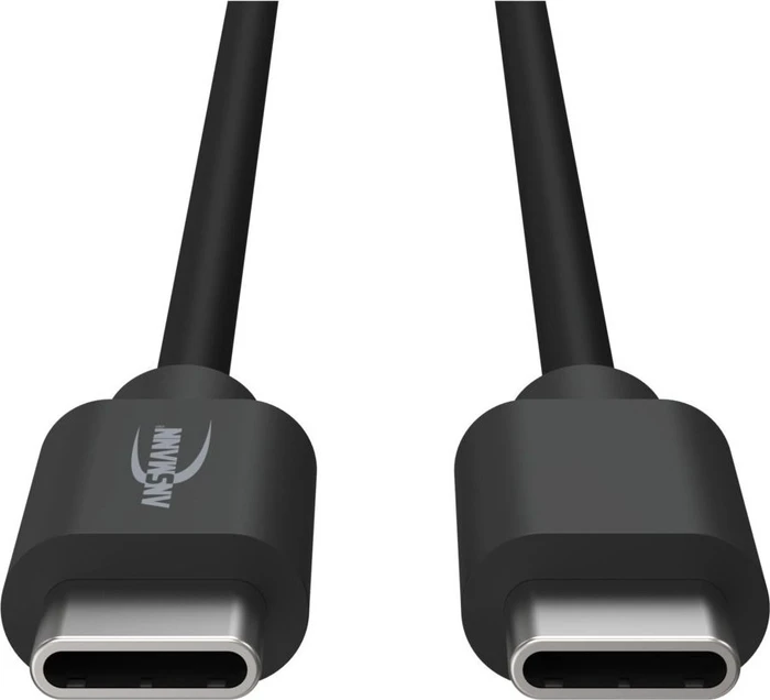 Ansmann USB-C Kabel, USB 3.0, 5Gb/s, 60W PD 3.0, USB-C Stecker auf USB-C Stecker, schwarz, 1.2m