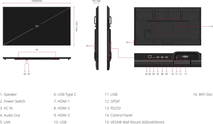ViewSonic ViewBoard CDE8614-2C, 86"