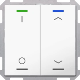 MDT Taster Light 63 2-fach studioweiß glänzend, Symbol I/O und Auf/Ab
