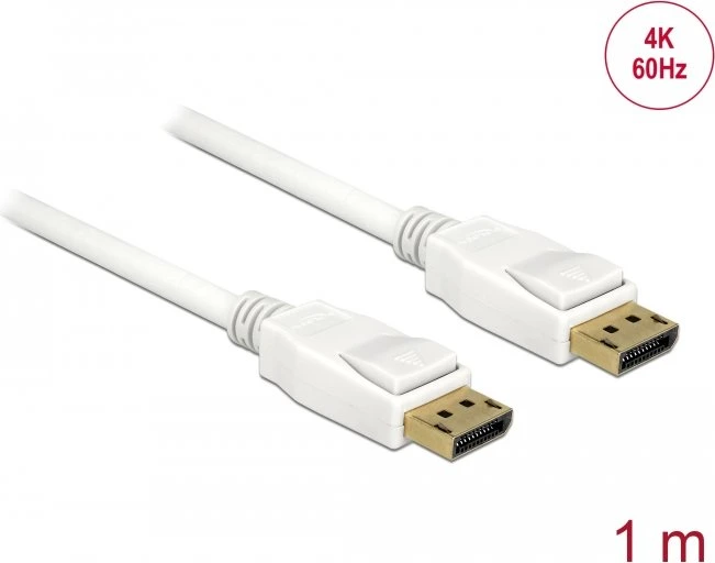 DeLOCK DisplayPort 1.2 Kabel 4K 60Hz weiß, 1m