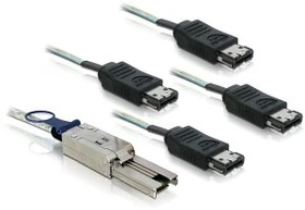 DeLOCK mini SAS x4 [SFF-8088] auf 4x eSATA Kabel, 1m (83064)
