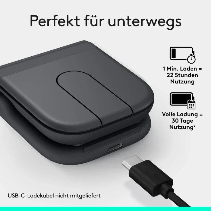 Logitech Mobi Fold for Business Graphite, dunkelgrau, Logi Bolt, USB/Bluetooth