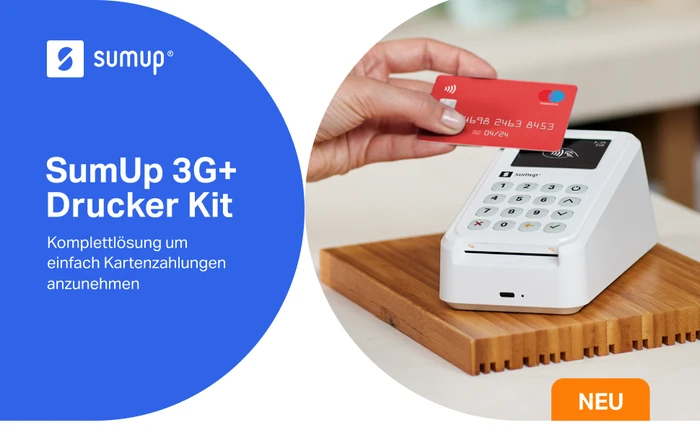 SumUp 3G+WIFI Bezahlterminal weiß, Payment Kit inkl. Bondrucker