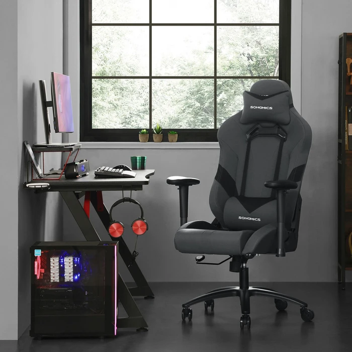Songmics Gamingstuhl, grau/schwarz