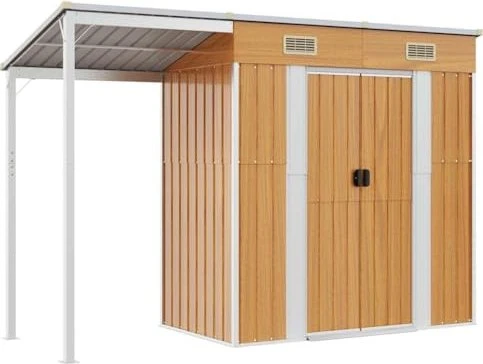 vidaXL Metall Gerätehaus 277x110.5cm hellbraun