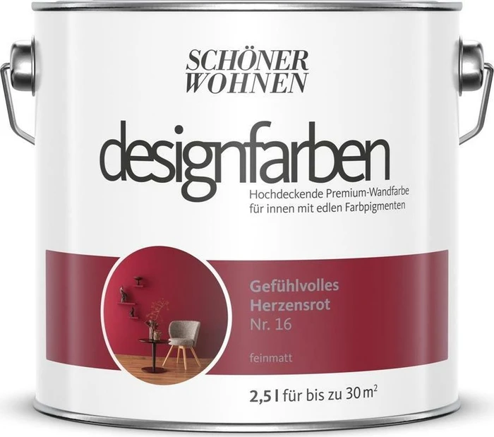 Schöner Wohnen Designfarben innen gefühlvolles herzensrotmatt, 2.5l