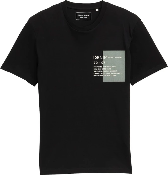 Tom Tailor Basic mit Logo-Print T-Shirt kurzarm schwarz (Herren)