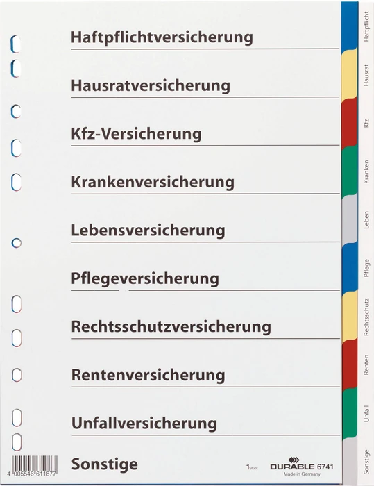 Durable Alphabetregister A4, 10er Teilung
