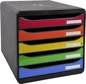 Exacompta Big Box Plus Schubladenbox, 5 Schubladen, Harlekin glänzend
