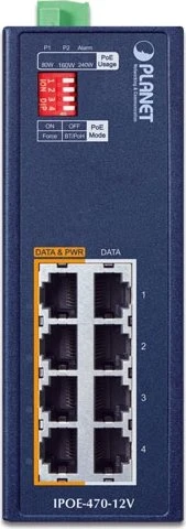 Planet Industrial Railmount 2.5G PoE-Injektor, 8x RJ-45, 240W PoE++
