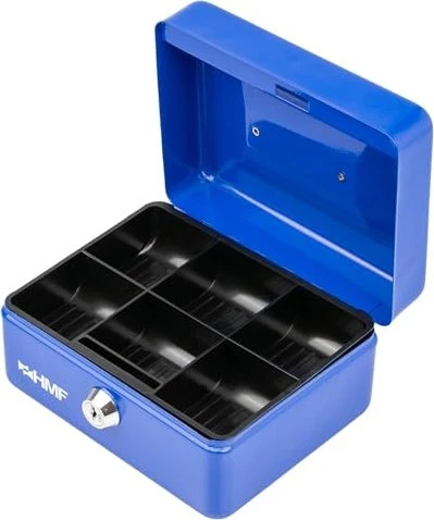 HMF 10215 Geldkassette, blau, Schlüsselschloss