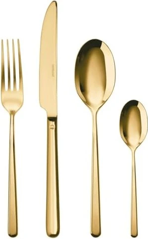Sambonet Linear Edelstahl PVD Monoblock Besteck-Set gold, 24-tlg.