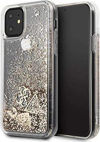 Guess Hard Cover Glitter Hearts für Apple iPhone 11 gold