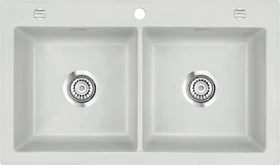 systemceram Mera Twin Einbau Doppelspüle mit Ablauffernbedienung alu