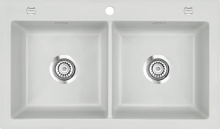 systemceram Mera Twin Einbau Doppelspüle mit Ablauffernbedienung alu