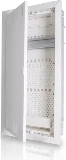 f-tronic HW/UP Kommunikationsvert. 3r., Jumbo36K, inkl. Montageplatte, Patchfeld, Steckdose 3-fach